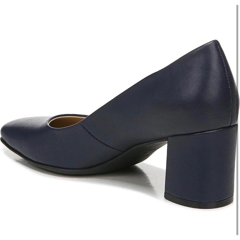 Naturalizer Warner Navy Blue Square Toe Block Heel Pumps Womens Size 10M Comfort